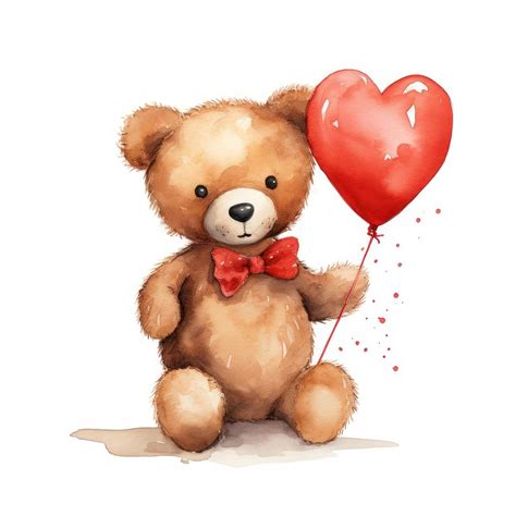 Teddy bear holding heart balloon | Premium Photo Illustration - rawpixel