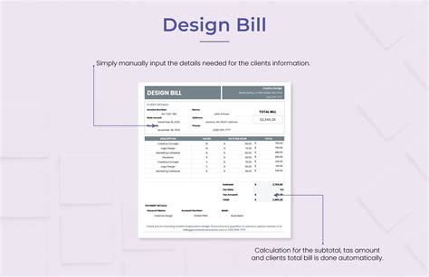 Design Bill Template in Excel, Google Sheets - Download | Template.net