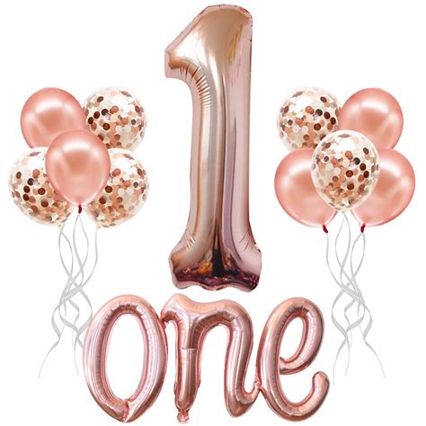 Buy KatchOn, Rose Gold One Balloon for First Birthday - Number 1 Balloon, 40 Inch | 1st Birthday ...