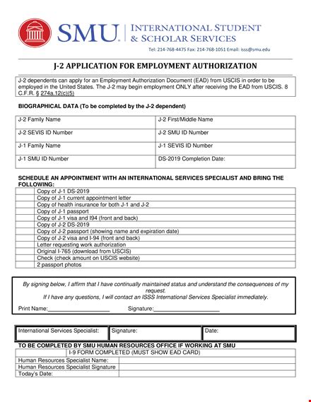 Work Authorization Application