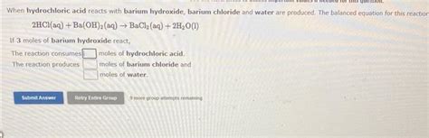 Solved When hydrochloric acid reacts with barium hydroxide, | Chegg.com