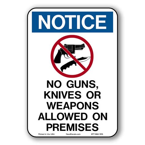 No Weapons Sign Free Printable