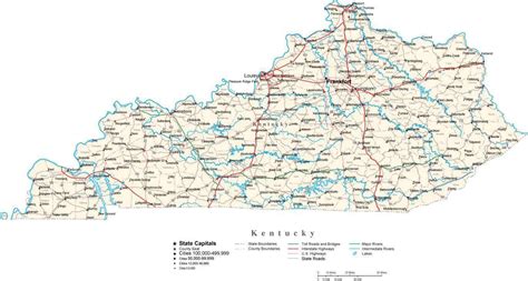 Kentucky State Map in Fit-Together Style to match other states