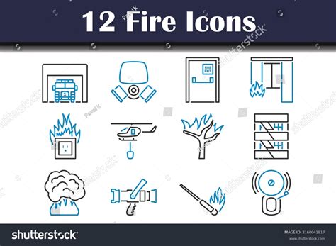 Fire Icon Set Editable Bold Outline Stock Vector (Royalty Free ...