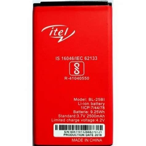 Itel Lithium Ion Mobile Battery, Battery Capacity: 2500mAh, Voltage: 3.7 V Dc at Rs 100 in Gorakhpur