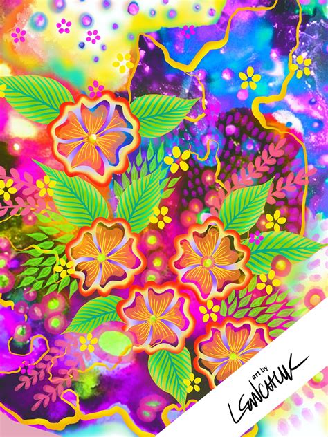 Cosmic Floral Design | Art design, Rainbow abstract, Digital art design