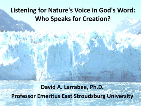 (PDF) Listening for Nature's Voice in God's Word: Who Speaks for Creation?