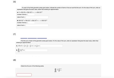 Solved For each of the finite geometric series given below, | Chegg.com