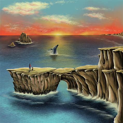 Sunset Cliffs Drawing by James Ward - Pixels