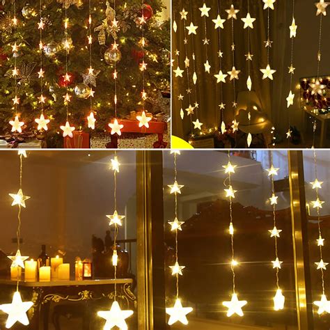 Star Curtain Lights 40 Stars Lights Window String Lights Plug in ...