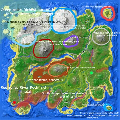 I made a map of all the important locations, and useful knowledge for The Island : r/ARK