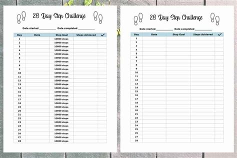 Free Printable Step Tracker - 28 Day Step Challenge - Planning Calm ...