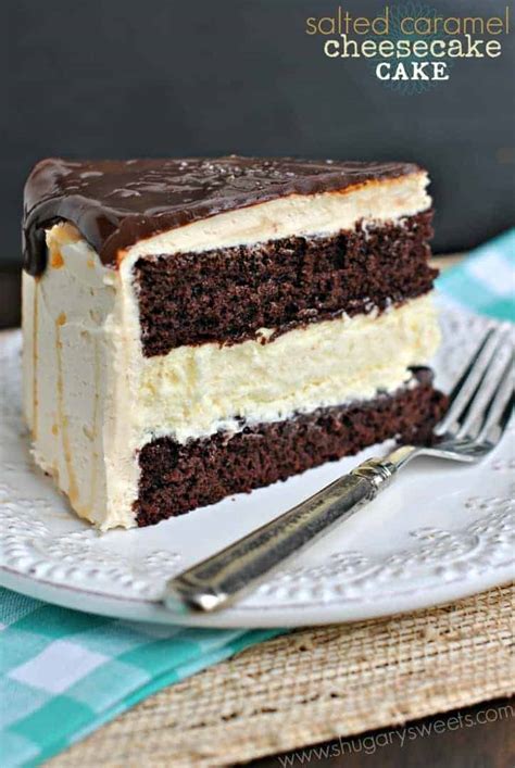 Salted Caramel Chocolate Cheesecake Cake - Shugary Sweets