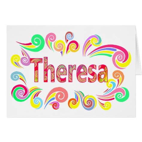 Happy Birthday Theresa with Bright, Colorful Swirl Greeting Card | Zazzle