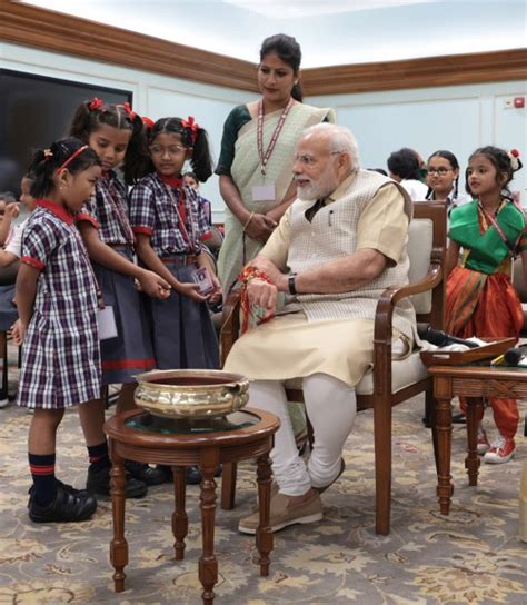 Narendra Modi celebrates Rakhi with children | Indiablooms - First ...