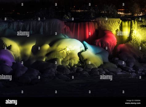 A frozen rainbow of light on the American Falls in Niagara Falls, NY Stock Photo - Alamy