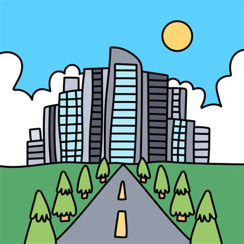 Cityscape Hand Drawn Color icon