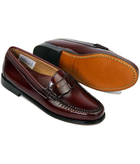 BASS WEEJUNS Womens Retro 60s Mod Wine Leather Penny Loafers