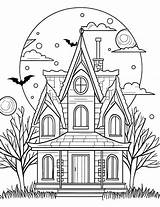 Haunted House Coloring Page Free Printable sketch template