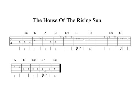 House Of The Rising Sun Sheet Music Guitar Pdf - Sexy home