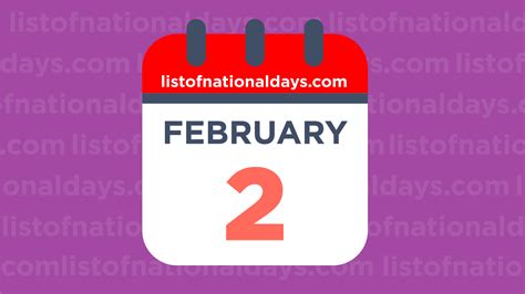 FEBRUARY 2ND: National Holidays,Observances & Famous Birthdays