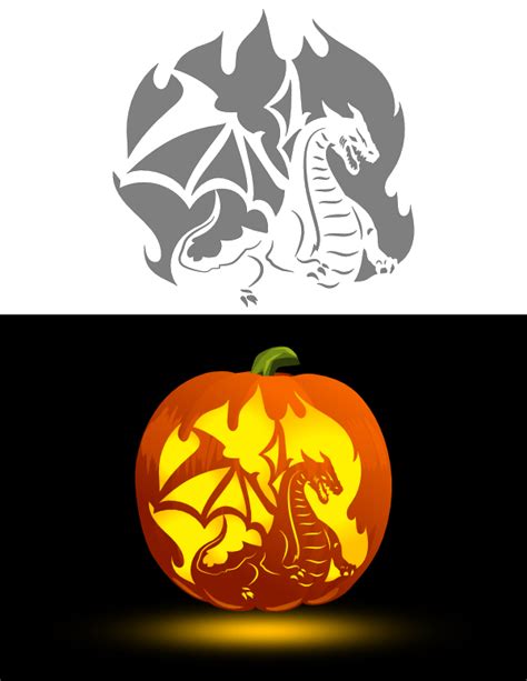 Printable Dragon Pumpkin Stencil