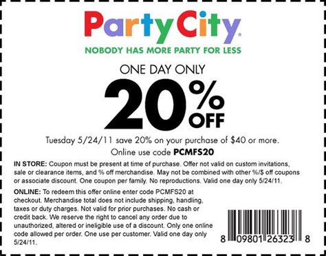 Party City: Today Only 20% off $40 or more Printable Coupon (Valid Online too) - al.com