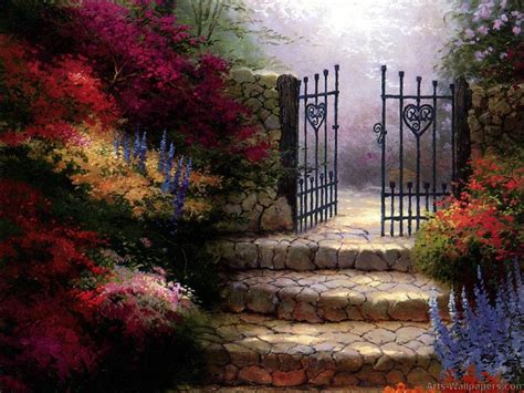 Oil+Pastel+Paintings+iron+gate | Thomas Kinkade Art Prints & Wall Tapestry Buy a Poster | Art ...