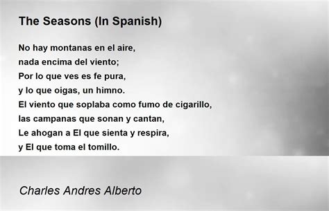 The Seasons (In Spanish) - The Seasons (In Spanish) Poem by Charles ...