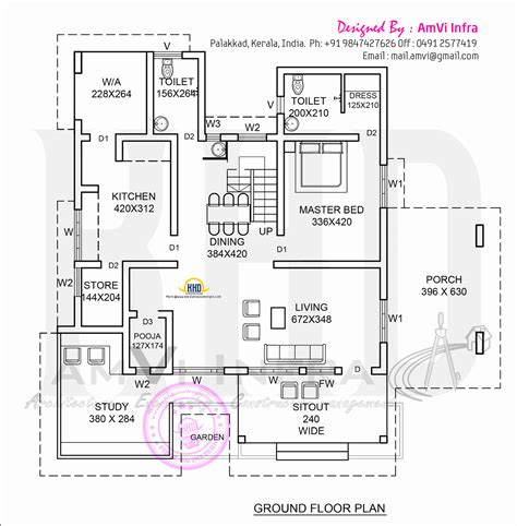 Elevation and floor plan of contemporary home - Kerala Home Design and ...