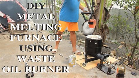 DIY METAL MELTING FURNACE USING WASTE OIL BURNER - YouTube