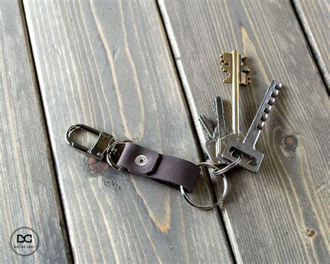 Leather keychain leather key chain men keychain leather | Etsy