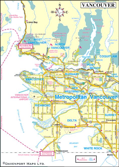 Map of Vancouver, British Columbia - British Columbia Travel and Adventure Vacations