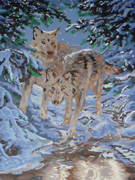 NUMBER ART PAINTED BY ELEANOR: WOLVES IN WINTER