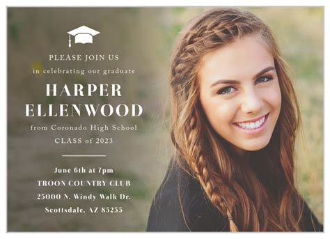 Commencement Cap Graduation Announcements by Basic Invite