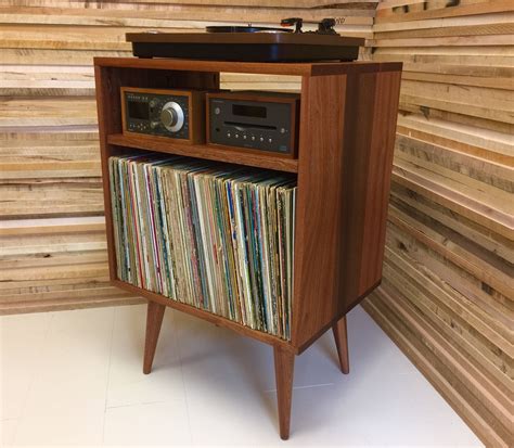 Micro mid century modern record player console turntable