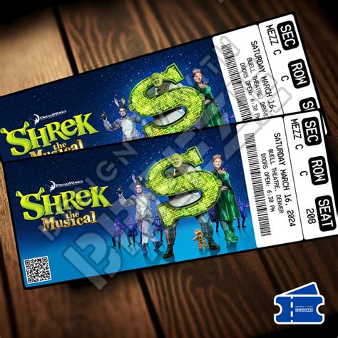 Printable Shrek the Musical Ticket Theatre Tickets Broadway West End Surprise Gift Editable ...