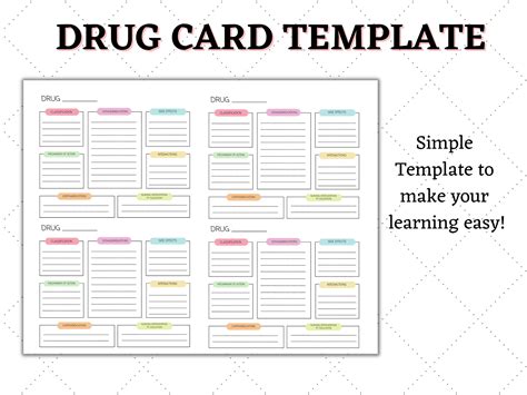 Pharmacology Drug Card Template Nurse Student Study Guide - Etsy Australia