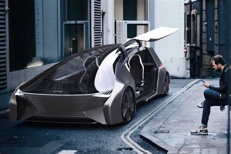 A smart car concept with flexible storage space and electric butlers to ferry your luggage ...