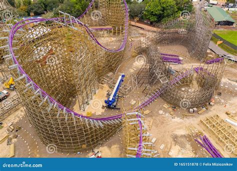 Aerial Photo Roller Coaster Construction Editorial Stock Photo - Image ...