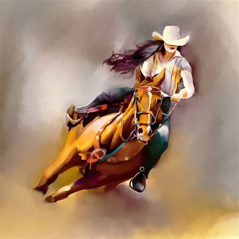 Cow Girl Riding Horse 0032 Painting by Gull G | Saatchi Art