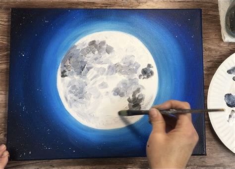 How To Paint A Moon - Step By Step Beginner Acrylic Tutorial | Moon painting, Easy canvas ...