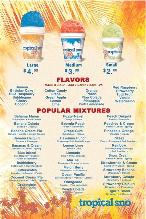 Sno Ventures Monroe NC - Hawaiian Shave Ice Flavors in 2023 | Shaved ...