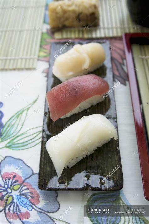 Different kinds of Nigiri sushi — appetite, lifestyle - Stock Photo | #152133694