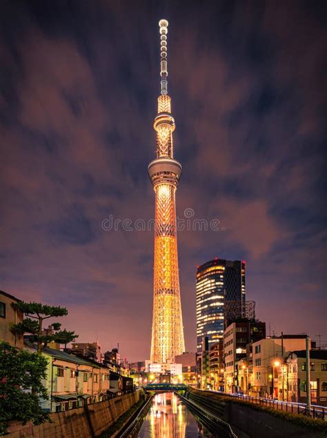 Tokyo Skytree Tower at Night in Asakusa, Tokyo, Japan. Landmark in ...