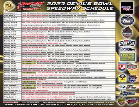 Schedule – Devil's Bowl Speedway