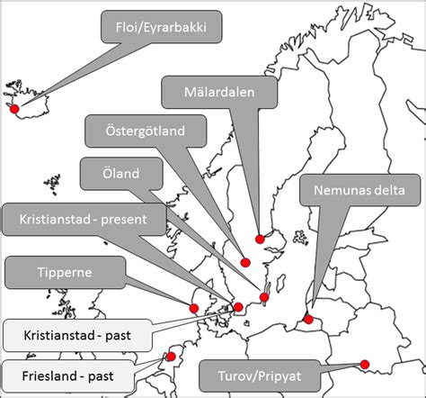 Wet grassland case study landscapes in northern Europe. Dark gray boxes... | Download Scientific ...