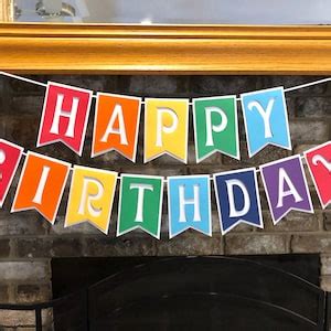 Rainbow Birthday Banner Personalized Colorful Party Happy Birthday Banner - Etsy