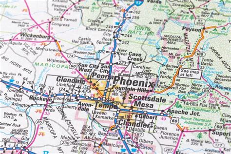 Map of Phoenix in Arizona, USA. Editorial Stock Image - Image of travel, north: 204782264