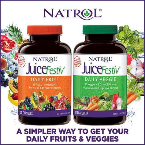 Natrol JuiceFestiv Daily Fruit & Veggie, 240 Capsules - Walmart.com ...